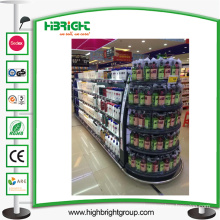 Supermarket Metal Display Shelf with Light Box